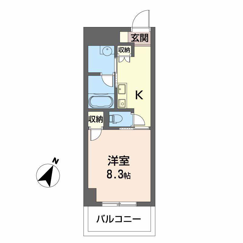 GOLD COURT 楽々園(1K/8階)の間取り写真