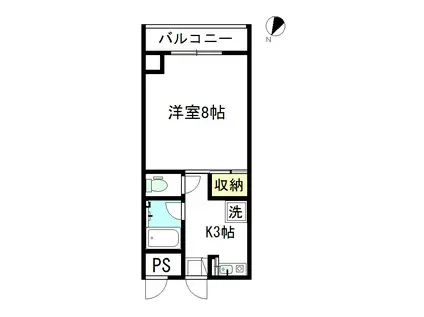 グリーンヒル彦三(1K/4階)の間取り写真