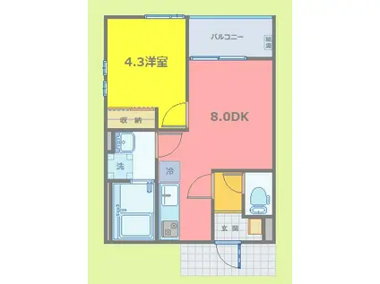 レガルバ(1DK/1階)の間取り写真