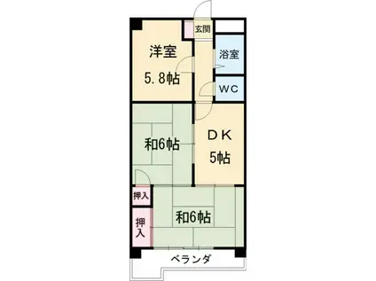 亀島サンダイマンション(3DK/3階)の間取り写真