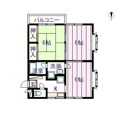 栗林コーポハウス(3K/2階)の間取り写真