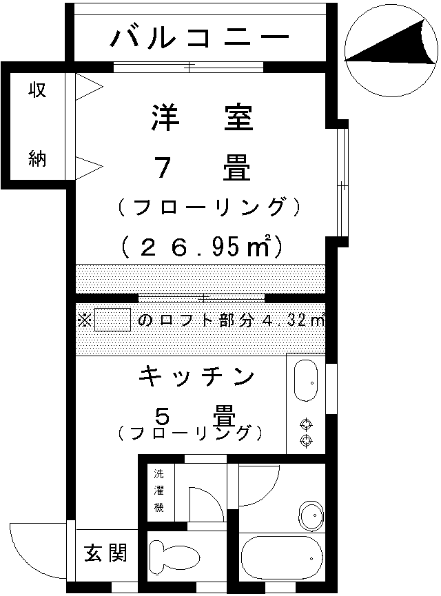 野沢レジデンス(1DK/1階)の間取り写真