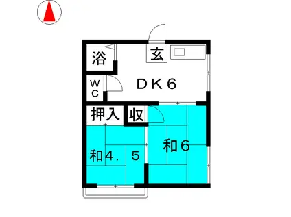 八木レジデンス(2DK/2階)の間取り写真