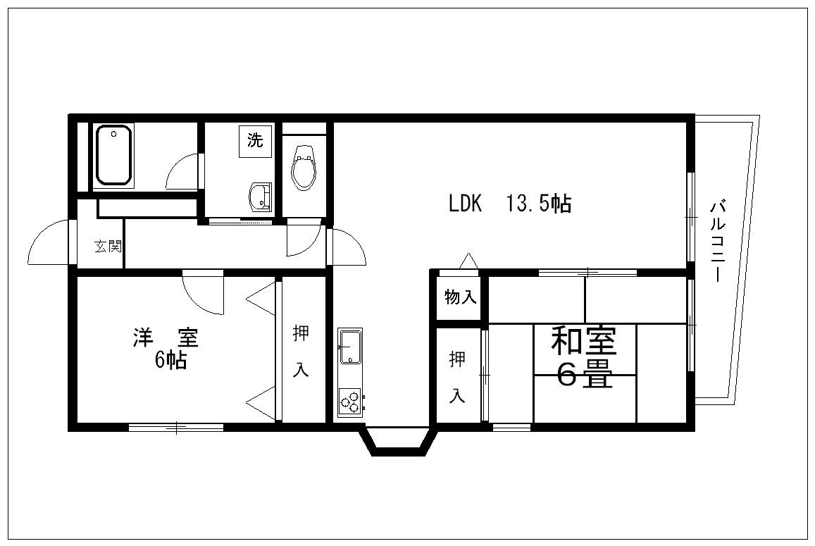 エスポワール住吉(2LDK/4階)の間取り写真