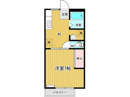 シャトウ春日A(1K/2階)の間取り写真