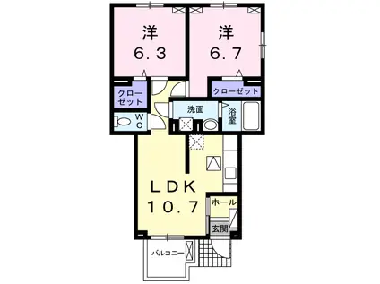 ラ・ポルト(2LDK/1階)の間取り写真