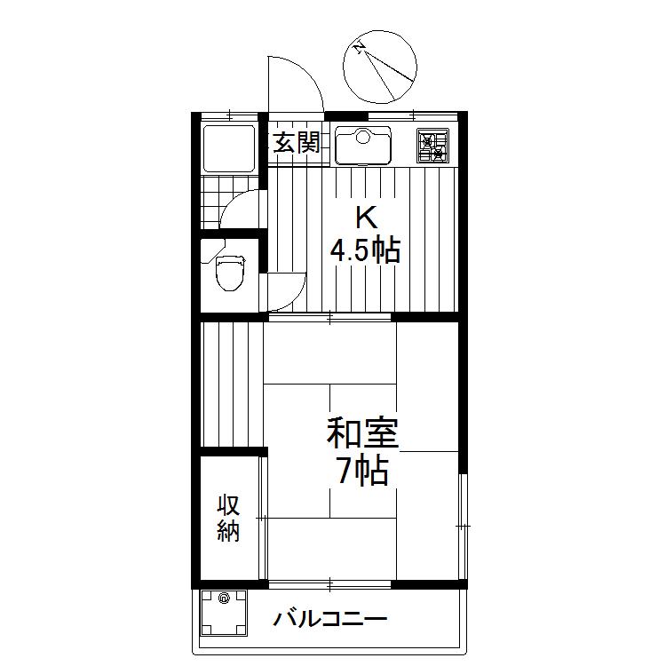 第5小原荘(1K/2階)の間取り写真
