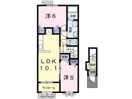 ルコネッサンス(2LDK/2階)の間取り写真
