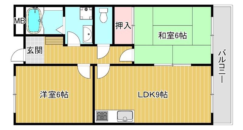 ネオミレニアム(2LDK/1階)の間取り写真