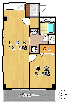第2春木マンション(1LDK/4階)の間取り写真