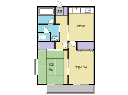 仙台市地下鉄東西線 六丁の目駅 徒歩14分 2階建 築30年(2DK/2階)の間取り写真