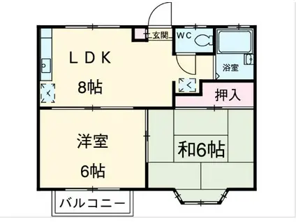 エスティハイムII(2DK/2階)の間取り写真