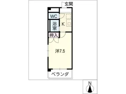 ピディエスTAMAGAKI(1K/1階)の間取り写真