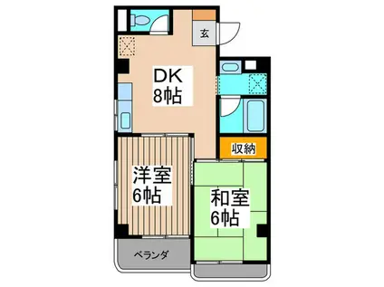 あざみ野第5エステービル(2DK/4階)の間取り写真