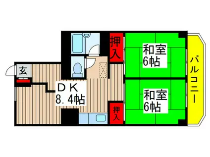 サンコーポ勝田台C棟(2DK/4階)の間取り写真