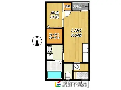 MOCO(1LDK/2階)の間取り写真