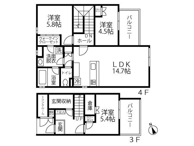 OASISPREMIER GARDEN VILLA(3LDK/3階)の間取り写真