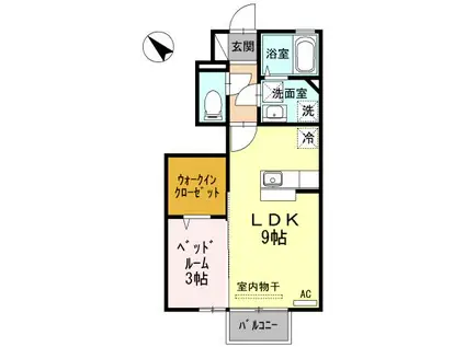 D-ROOM前沢(1LDK/1階)の間取り写真