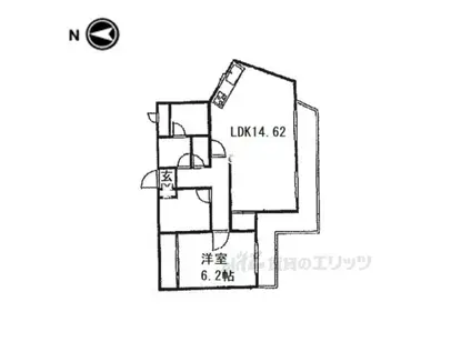 アヴェニュー東生駒(1LDK/4階)の間取り写真