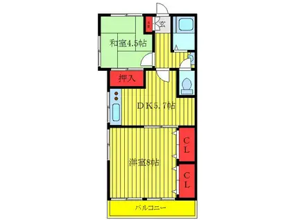 稲付ハイツ(2DK/3階)の間取り写真