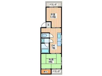 西田マンション(2DK/1階)の間取り写真