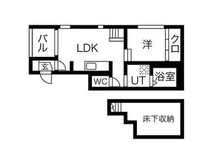 ハーモニーテラス名西通(1LDK/1階)の間取り写真