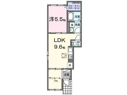 モナローム・シェリII(1LDK/1階)の間取り写真