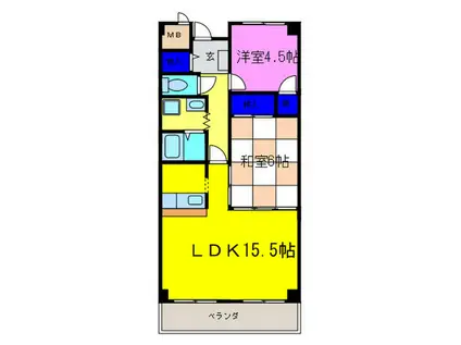 シャトレー和泉(2LDK/4階)の間取り写真