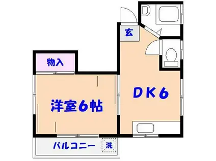 パールハイツ成美(1DK/2階)の間取り写真