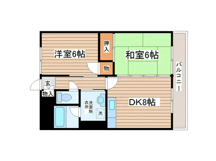 メゾンドール貴富祢(2DK/2階)の間取り写真