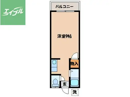 ロイヤルソシオ立岩(ワンルーム/1階)の間取り写真