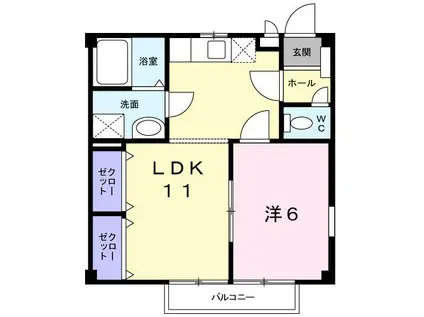 ラフォーレ大陽II(1LDK/2階)の間取り写真