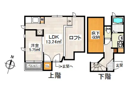 コンフォートベネフィスジオ博多東2(1LDK/1階)の間取り写真