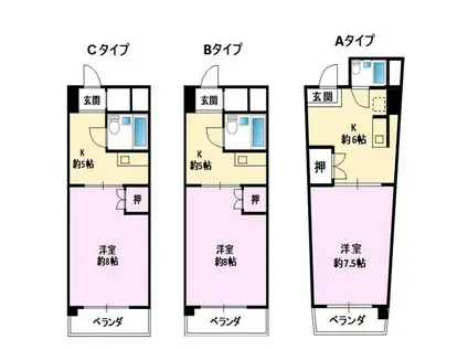 ハイツ庵(1K/4階)の間取り写真