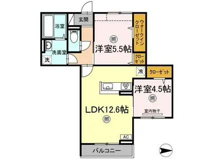 カトーナヴィラ(2LDK/3階)の間取り写真