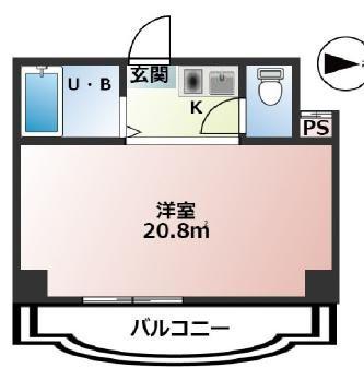 三景マンション(ワンルーム/2階)の間取り写真