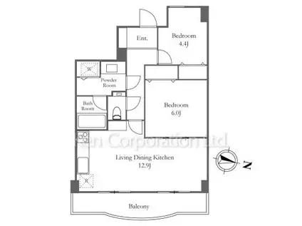 ソサエティ中野富士見町(2LDK/5階)の間取り写真