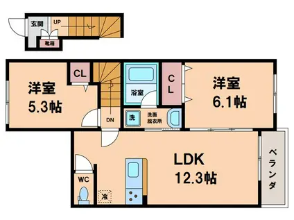 サザンテラスソレアード(2LDK/2階)の間取り写真