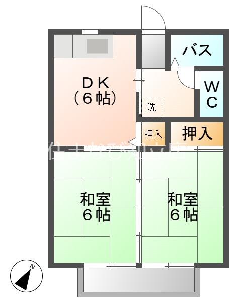 高須ハイツ(2DK/2階)の間取り写真