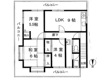 結城ビル(3LDK/3階)の間取り写真