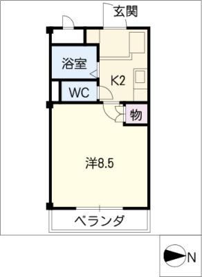 グレイスコート樹木(1K/3階)の間取り写真