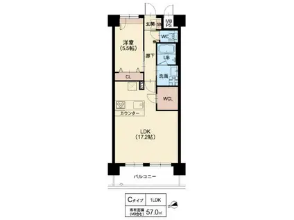 スプランディッド難波ウエストII(1LDK/4階)の間取り写真