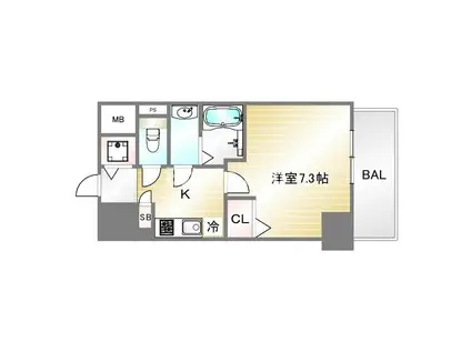 レジデンス神戸レガーロ(1K/6階)の間取り写真