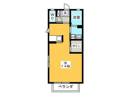 エスポワール下奈良(ワンルーム/1階)の間取り写真