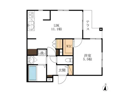 グランオネストE(1LDK/1階)の間取り写真