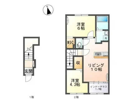 S・HOUSE(2LDK/2階)の間取り写真