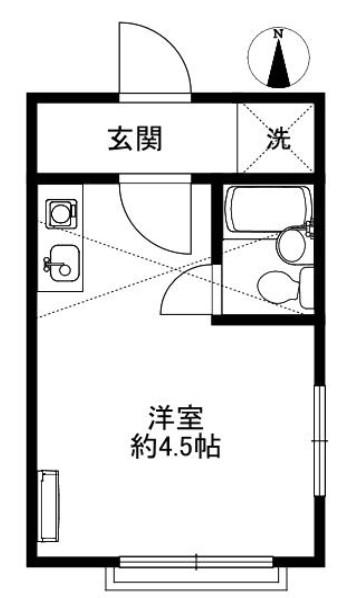 上沢ハイツ(ワンルーム/2階)の間取り写真