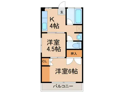 コーポカサブランカ(2K/1階)の間取り写真