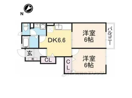 フォンテーヌ N-Ⅱ(2DK/1階)の間取り写真