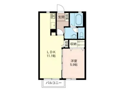 ヴィクトワールIIB(1LDK/1階)の間取り写真